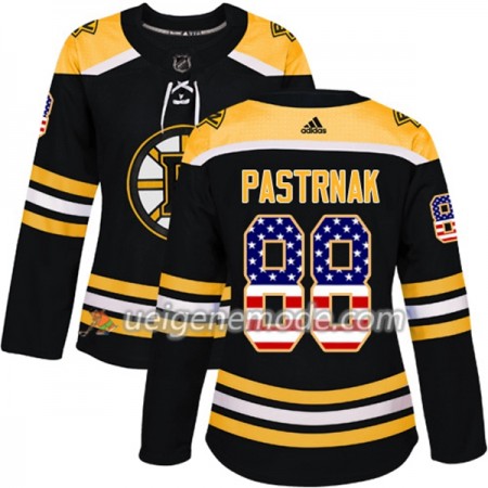 Dame Eishockey Boston Bruins Trikot David Pastrnak 88 Adidas 2017-2018 Schwarz USA Flag Fashion Authentic